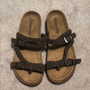 Brown Sandals with Adjustable Straps and Contoured Footbed